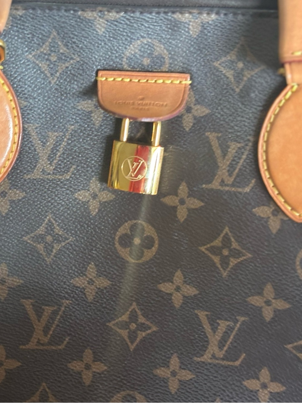 Louis Vuitton Monogram Satchel in Brown and Tan with Gold Hardware